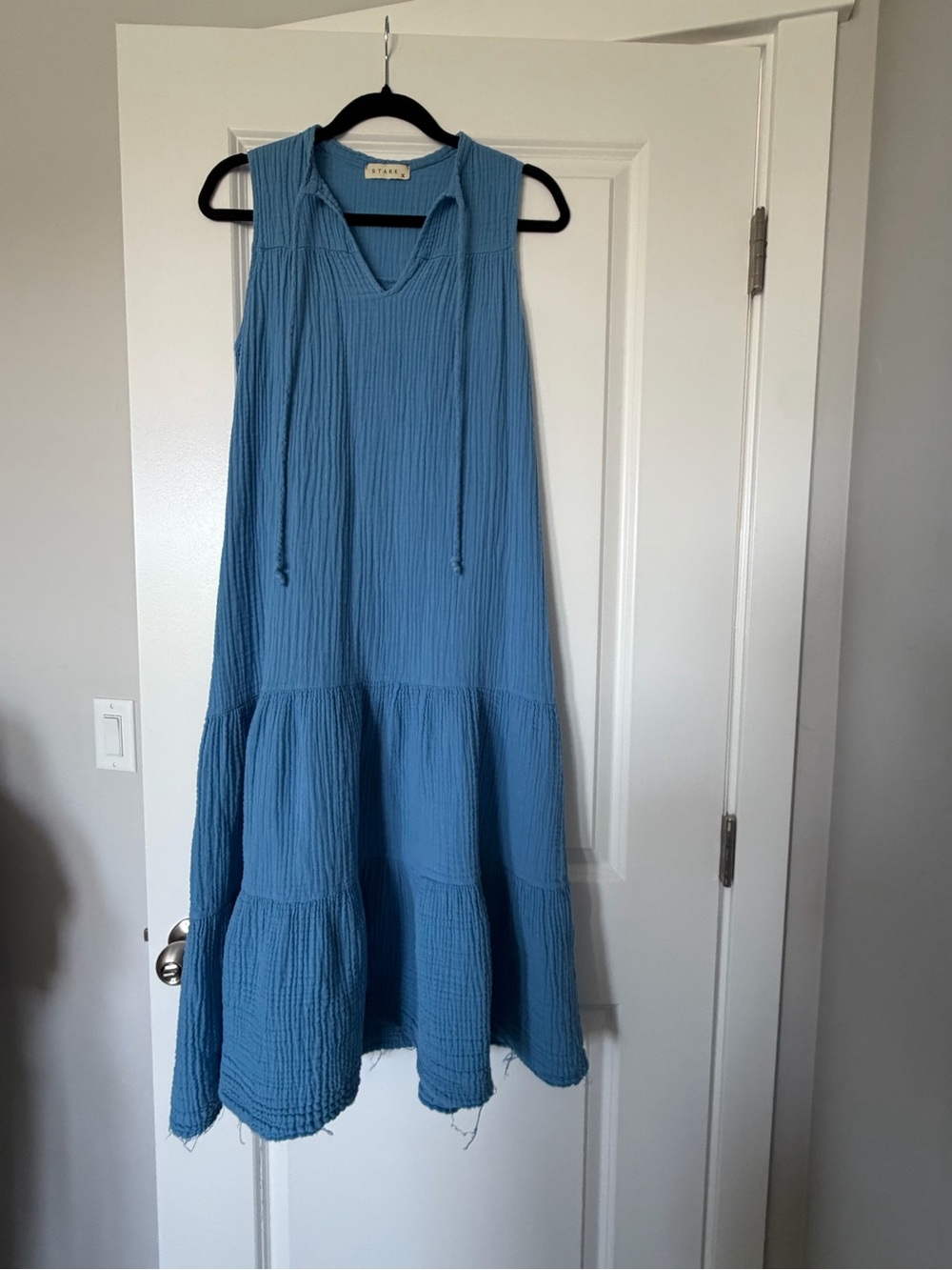 Stark X Blue Cotton Gauze Tiered Layer Maxi Dress Size Small - 100% cotton